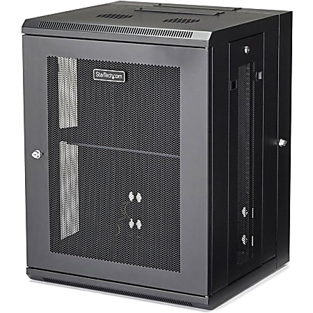 StarTech.com Wallmount Server Rack Cabinet - Hinged Enclosure - 15U - Wallmount Network Cabinet - 16.1in Deep - Use this wall mount network cabinet to mount your server or networking equipment to the wall with a hinged enclosure for easy access