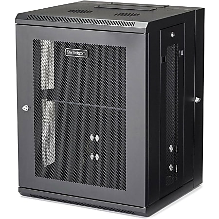 StarTech.com Wallmount Server Rack Cabinet - Hinged Enclosure - 15U - Wallmount Network Cabinet - 16.1in Deep - RK1520WALHM
