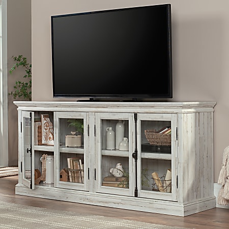 Sauder Barrister Lane Entertainment Credenza For 80 TVs 32 12 H x 70 18 W x 19 18 D White Plank Office Depot