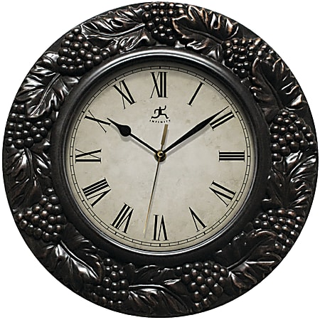 Infinity Instruments Naples 13 1/2" Round Wall Clock, Pewter