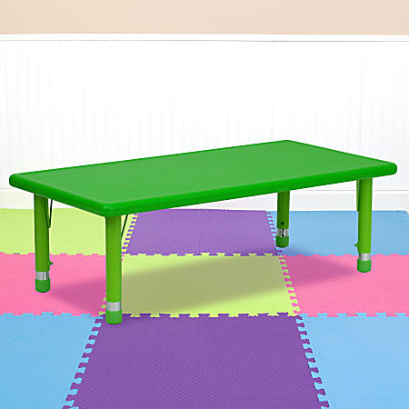Flash Furniture Height-Adjustable Activity Table, Rectangular, 14 1/2"–23 3/4"H x 24"W x 48"D, Green