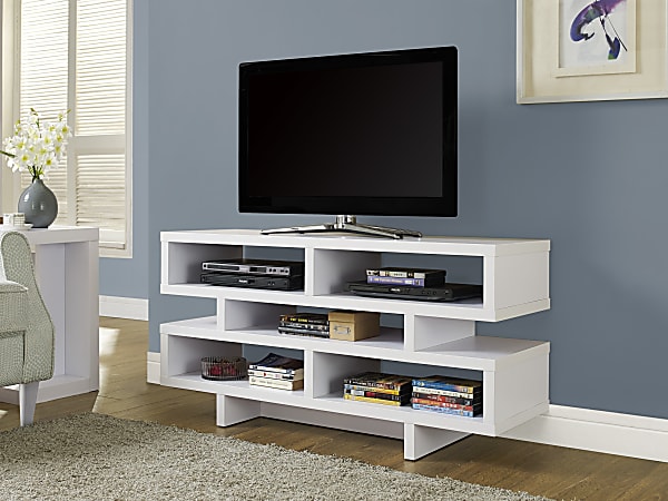 Monarch Specialties Open-Concept TV Stand For Flat-Screen TVs Up To 48", White