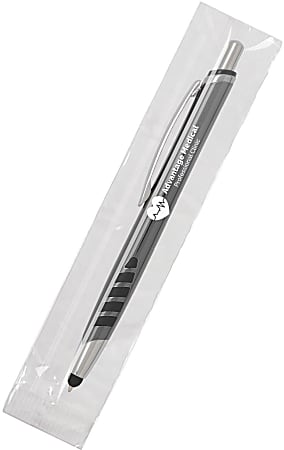 Custom Promotional Comfort Pattern Stylus Pen With Cello-Wrap, Medium Point