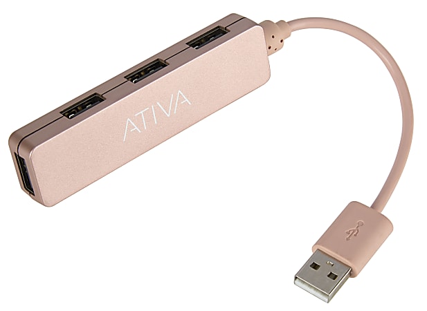 Ativa® USB 2.0 4-Port Hub, Rose Gold, UH-73R