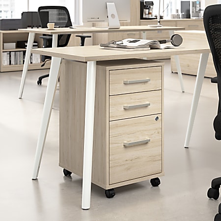 Bush Business Furniture Vista 16"W 3 Drawer Mobile File Cabinet, Natural Elm, Standard Delivery