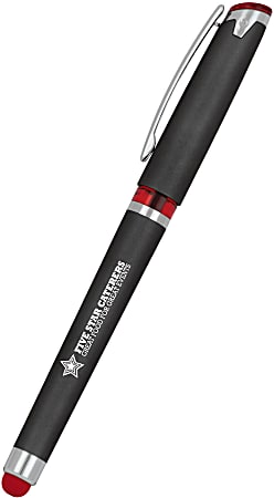 Customized Promotional Compass Stylus Gel Glide Softex Pen, Black or Blue Gel-Glide Ink, Screen Printed