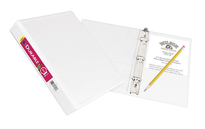 Avery® 3-Ring Durable View Mini Binder With DuraHinge®, 1" Round Rings, White