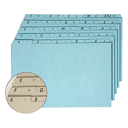 Office Depot® Brand File Guides, A-Z, Legal Size, 30% Recycled, Blue, Pack Of 25