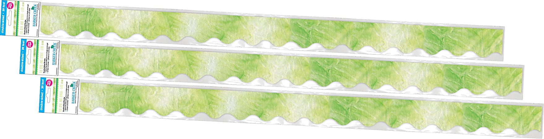 Barker Creek Double-Sided Scalloped-Edge Border Strips, 2-1/4" x 36", Lime Tie-Dye, Pack Of 39 Strips