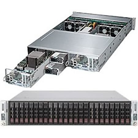 Supermicro SuperServer 2028TP-DC0R Barebone System - 2U Rack-mountable - Intel C612 Express Chipset - 2 Number of Node(s) - Socket LGA 2011-v3 - 2 x Processor Support - Black - 1 TB DDR4 SDRAM DDR4-2133/PC4-17000 Maximum RAM Support - 12Gb/s SAS RAID