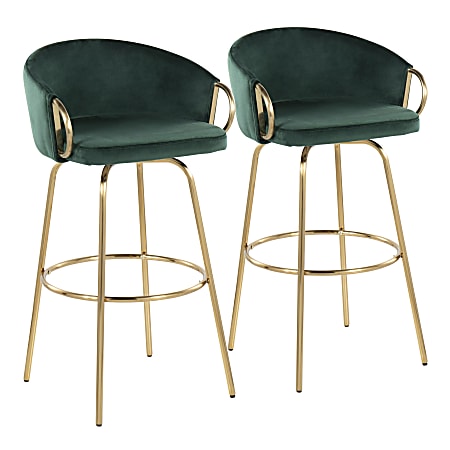 Lumisource Claire Adjustable Bar Stools, Green/Gold, Set Of