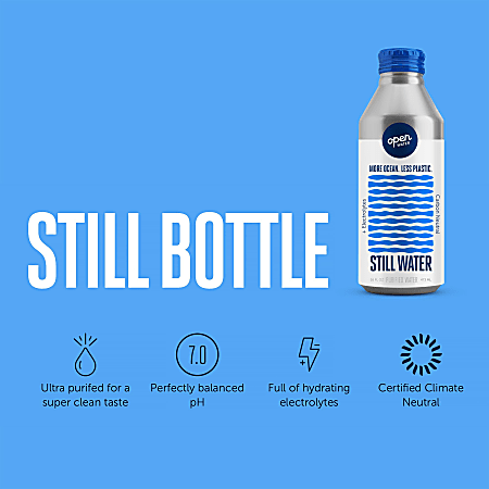 Open Water, Still Bottled Water with Electrolytes in 16-oz Aluminum Bottles  (2 Cases, 24 bottles - Still)