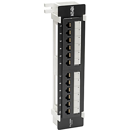 Eaton Tripp Lite Series Cat5e Wall-Mount 12-Port Patch Panel - PoE+ Compliant, 110/Krone, 568A/B, RJ45 Ethernet, TAA - N050P12