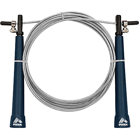 RBX 9-Foot Adjustable Speed Rope with 5-Inch Handles (Navy) - Navy Blue