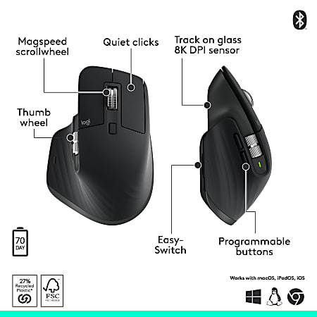 MX Master 3S ワイヤレスマウス ブラック Amazon.com: Logitech MX Master 3S - Wireless Performance Mouse