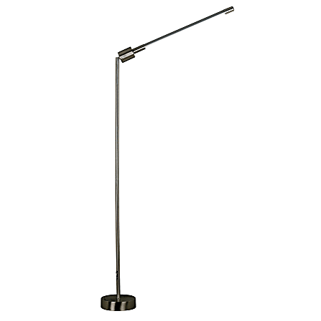 Kenroy 74" Height-Adjustable Floor Lamp, Brushed Steel
