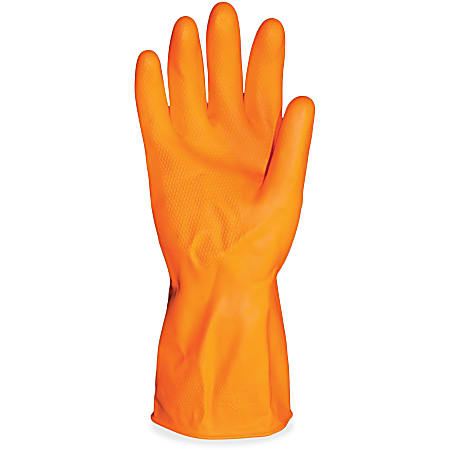 ProGuard Deluxe Flock Lined 12" Latex Gloves - Chemical, Abrasion, Acid Protection - Medium Size - Latex - Orange - 144 / Carton - 28 mil Thickness