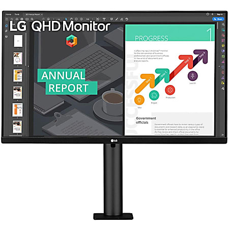 LG 27BN88Q-B 27" (27" Class) WQHD LCD Monitor - 16:9 - Textured Black - In-plane Switching (IPS) Technology - 2560 x 1440 - 16.7 Million Colors - FreeSync - 350 Nit Typical - 5 ms - HDMI - DisplayPort