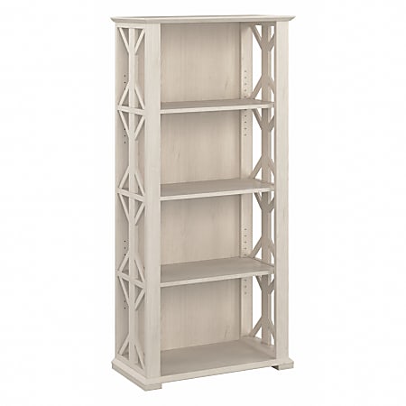 Bush Business Furniture Homestead 67"H 4-Shelf Farmhouse Bookcase, Linen White Oak, Standard Delivery