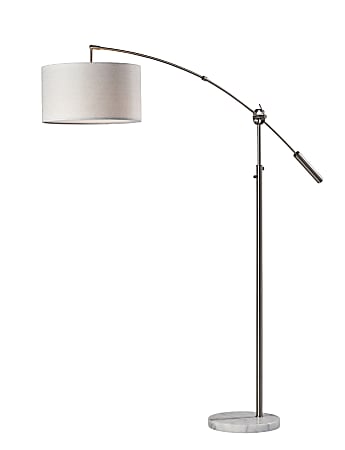 Adesso® Adler Arc Lamp, 81"H, Light Taupe/Brushed Steel