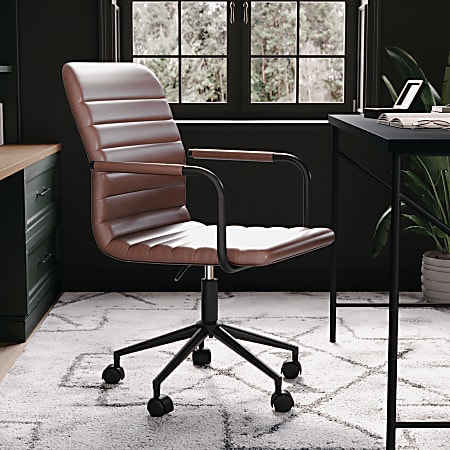 Leather upholstered sales office chair