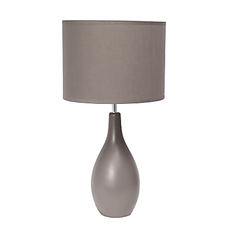 Creekwood Home Essentix Ceramic Dewdrop Table Lamp, 18-1/8"H, Gray Shade/Gray Base