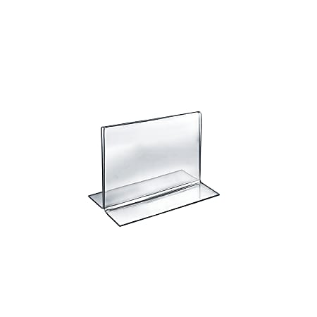 Azar Displays Double-Foot Acrylic Sign Holders, 5" x 6", Clear, Pack Of 10
