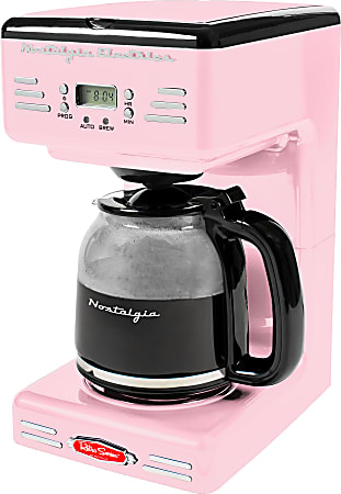 Nostalgia Retro 12-Cup Programmable Coffee Maker, Pink