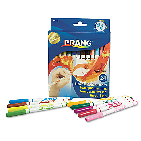 Prang® Washable Art Markers, Fine Tip, Assorted Colors, Pack Of 24