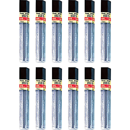 Pentel Super Hi-Polymer Leads - 0.5 mm , Fine Point - HB - Black Lead - 12 Tube - 12 / Box