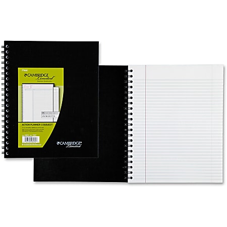 Mead Wirebound Legal Ruled Business Notebooks - Letter - 96 Sheets - Double Wire Spiral - 20 lb Basis Weight - 8 1/2" x 11" - White Paper - Black Cover - Linen Cover - Bond Paper, Bleed-free, Perforated - 1 Each
