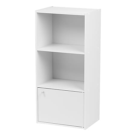 IRIS 35"H 3-Tier Storage Shelf With Door, White