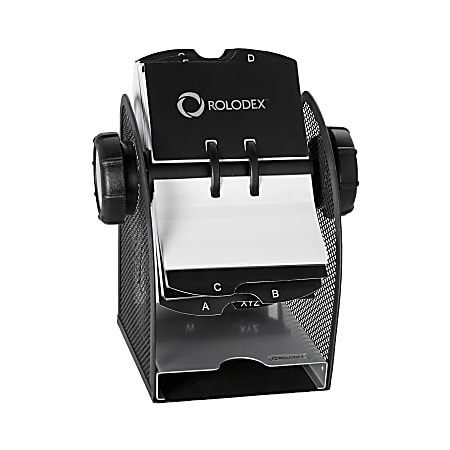 Rolodex® Rotary Card File, 200-Card Capacity, Mesh, Black And Silver
