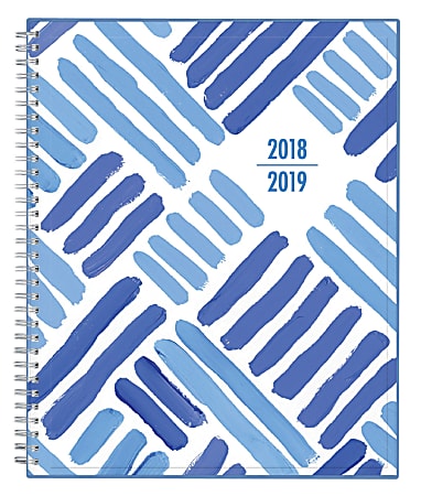 Blue Sky™ Weekly/Monthly Academic Planner, CYO, 8 1/2" x 11", 50% Recycled, Crosshatch, July 2018 to June 2019