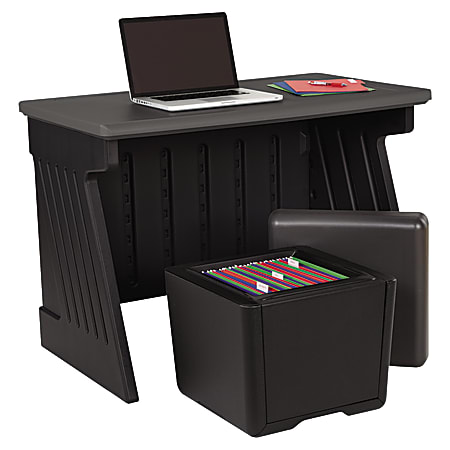 Iceberg SnapEase Polyethylene Desk and Otto Seat Storage Combo, 30"H x 42"W x 24 1/2"D, Black/Gray