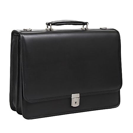 McKlein Lexington Leather Expandable Briefcase, Black