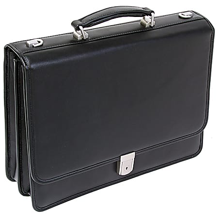 McKlein Lexington Leather Expandable Briefcase Black - Office Depot