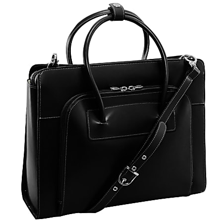 Ladies black leather laptop bag best sale