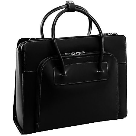 McKlein Lake Forest Italian Leather Briefcase Black ODP Business