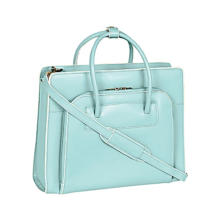 McKlein Lake Forest Italian Leather Briefcase, Aqua Blue