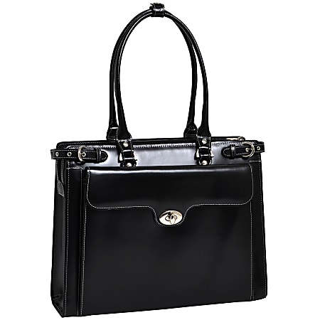 McKlein Winnetka Italian Leather Briefcase, Black