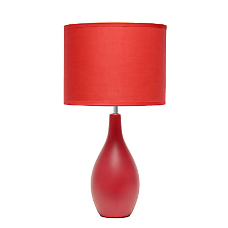 Simple Designs Bowling Pin Base Table Lamp, 19"H, Red Shade/Red Base