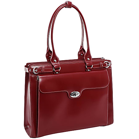 McKlein Winnetka Italian Leather Briefcase Red Office Depot