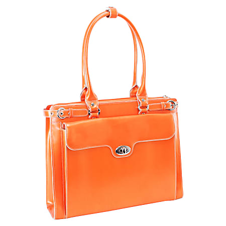 McKlein Winnetka Italian Leather Briefcase, Orange