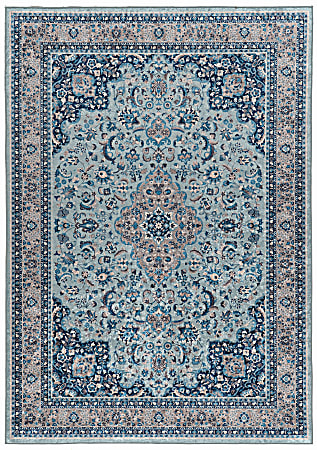 Linon Innova Area Rug, 5-29/50' x 9-29/50', Bain Blue/Taupe