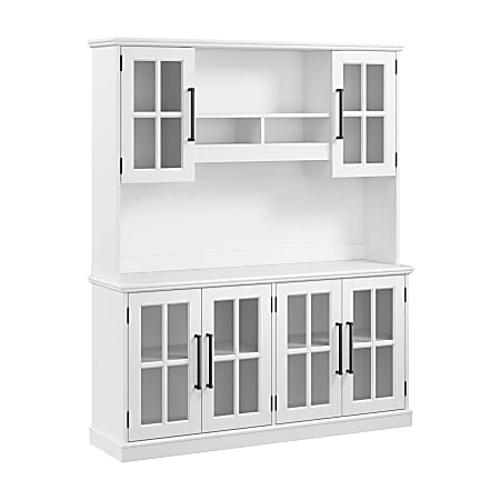 Bush Furniture Westbrook 60"W Sideboard With Hutch, White Ash, Standard Delivery