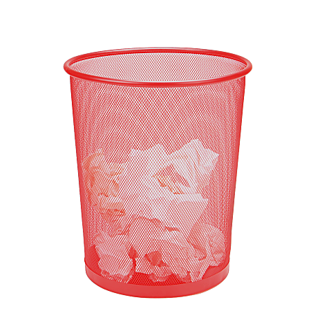 Mind Reader Mesh Tubular Trash Can, 4.5 Gallons, Red