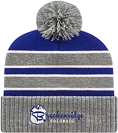 Custom Double-Stripe Ribbed Cuff Knit Cap, Heather/Black