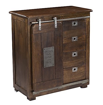 Coast to Coast Chad 4-Drawer 1-Door Wood Cabinet, 40"H x 36"W x 18"D, Warm Brown Mango