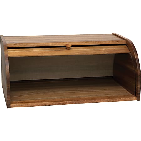 Lipper Acacia Rolltop Bread Box - Brown - Acacia Body - 1